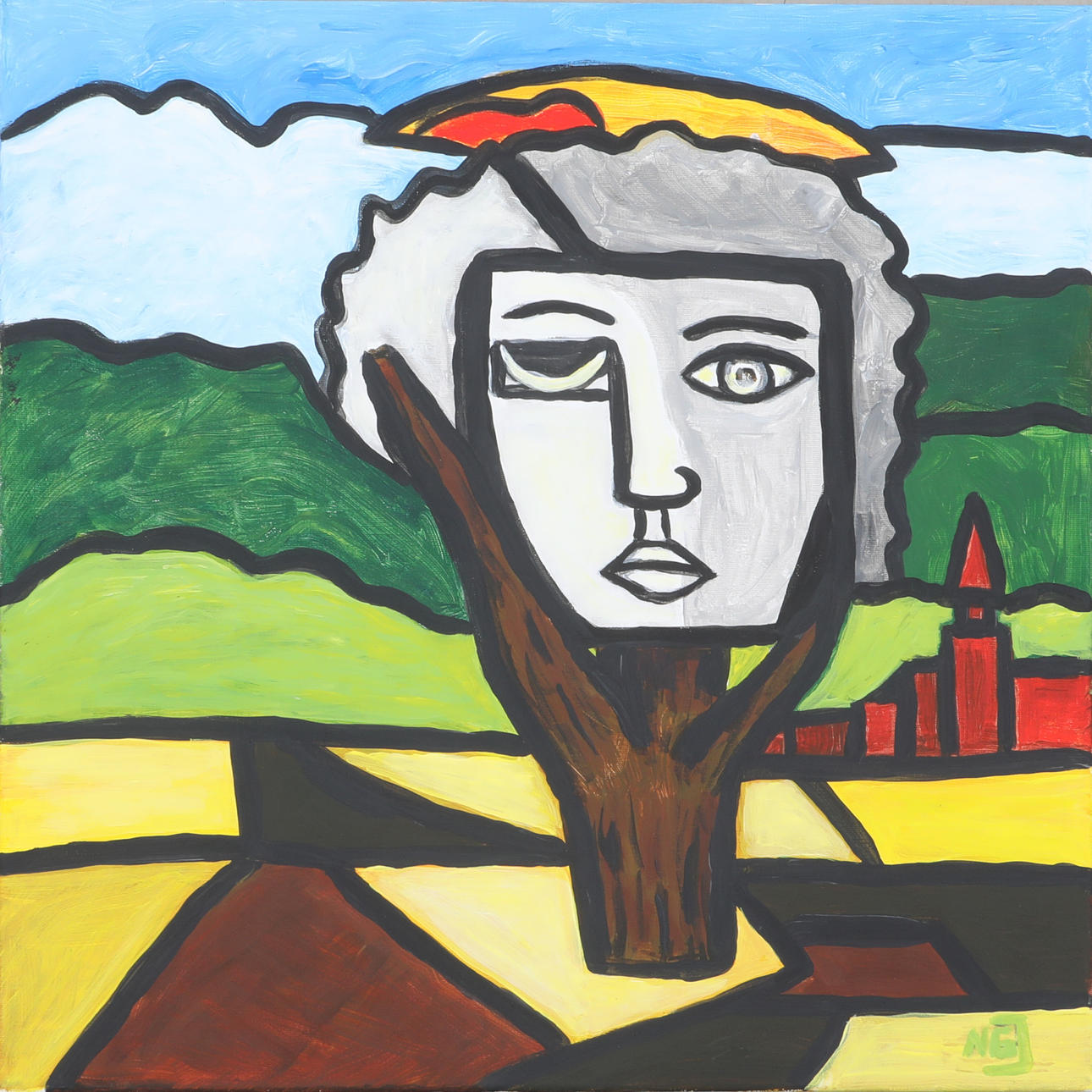 NILS GÖRAN JOHANSSON. Acrylic on canvas, "The tree “, signed.