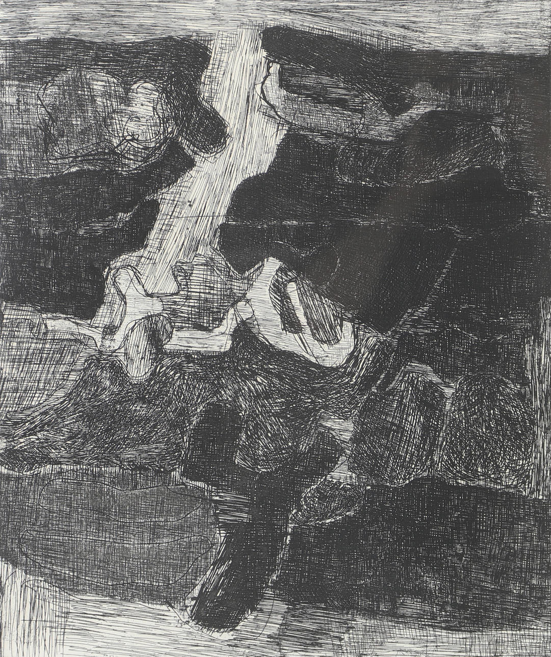 TORSTEN RENQVIST. Composition, etching, signed -60.