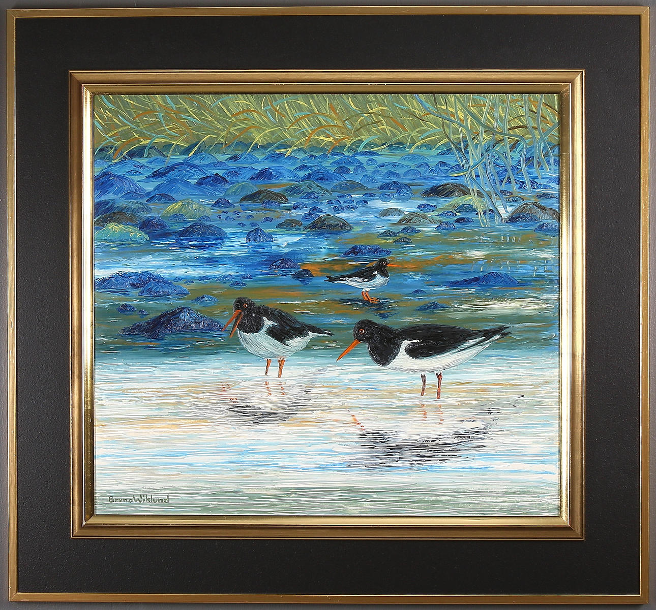 BRUNO WIKLUND. "Strandskator på Kjöllefjord", olja på duk, signerad.