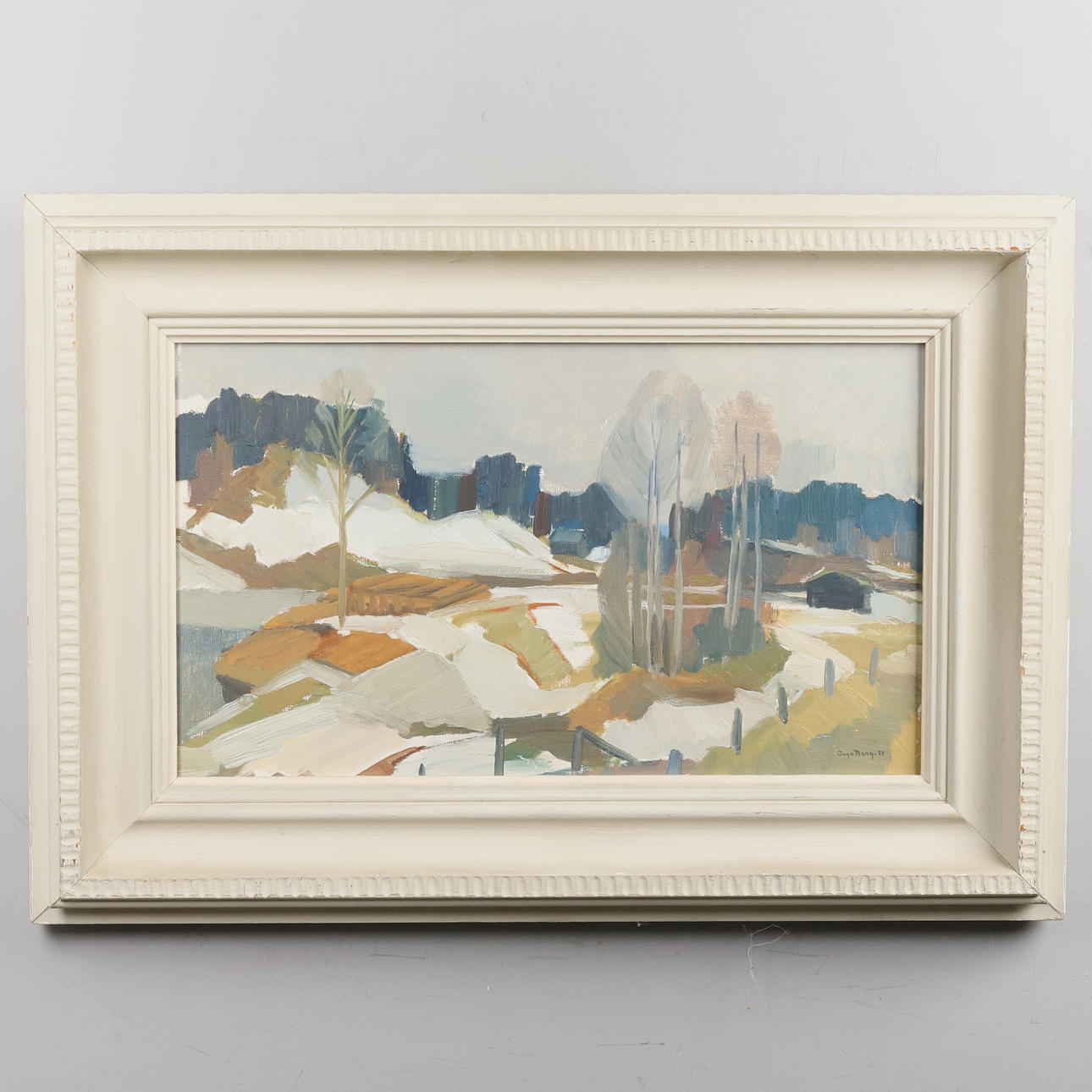 NO MOUNTAINS. Oil on canvas, “Spring Winter”, signed and dated -53.