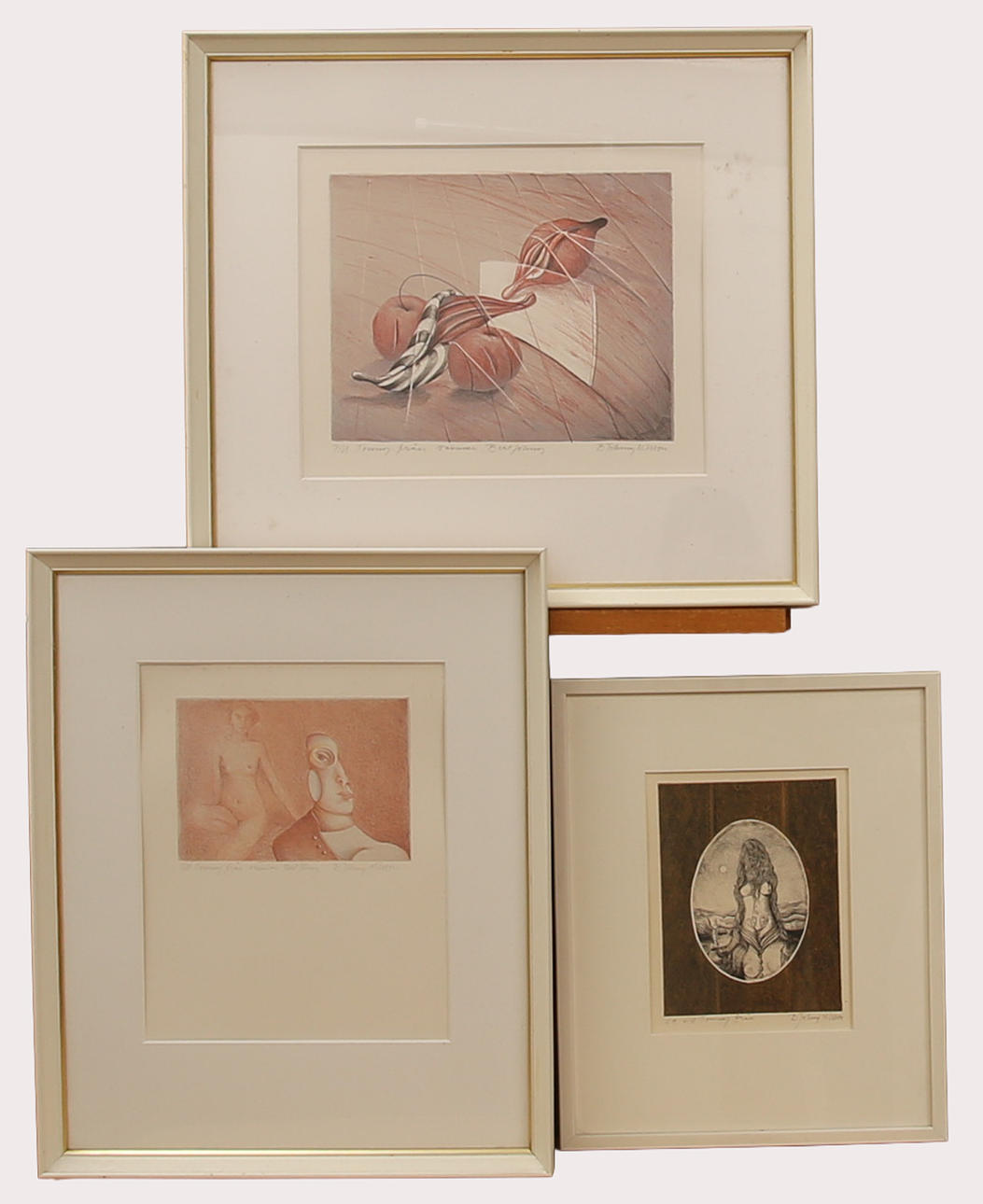 BERT-JOHNNY NILSSON. Color lithographs, composition, signed, dedicated, 3pcs.