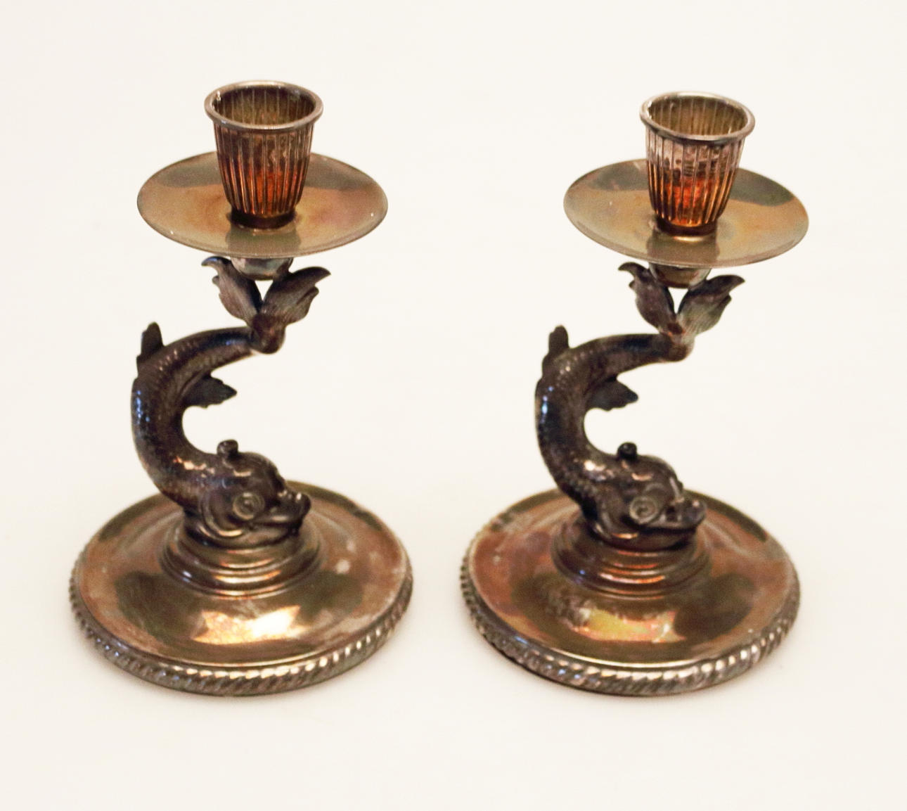 LJUSSTAKAR, 1 par,empirestil, silver.