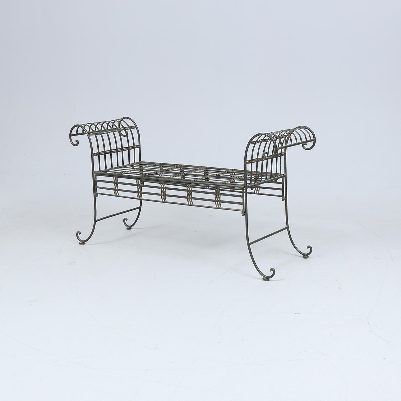 TRÅGÅRDSBENK, patinated metal, 1900/2000 tal.