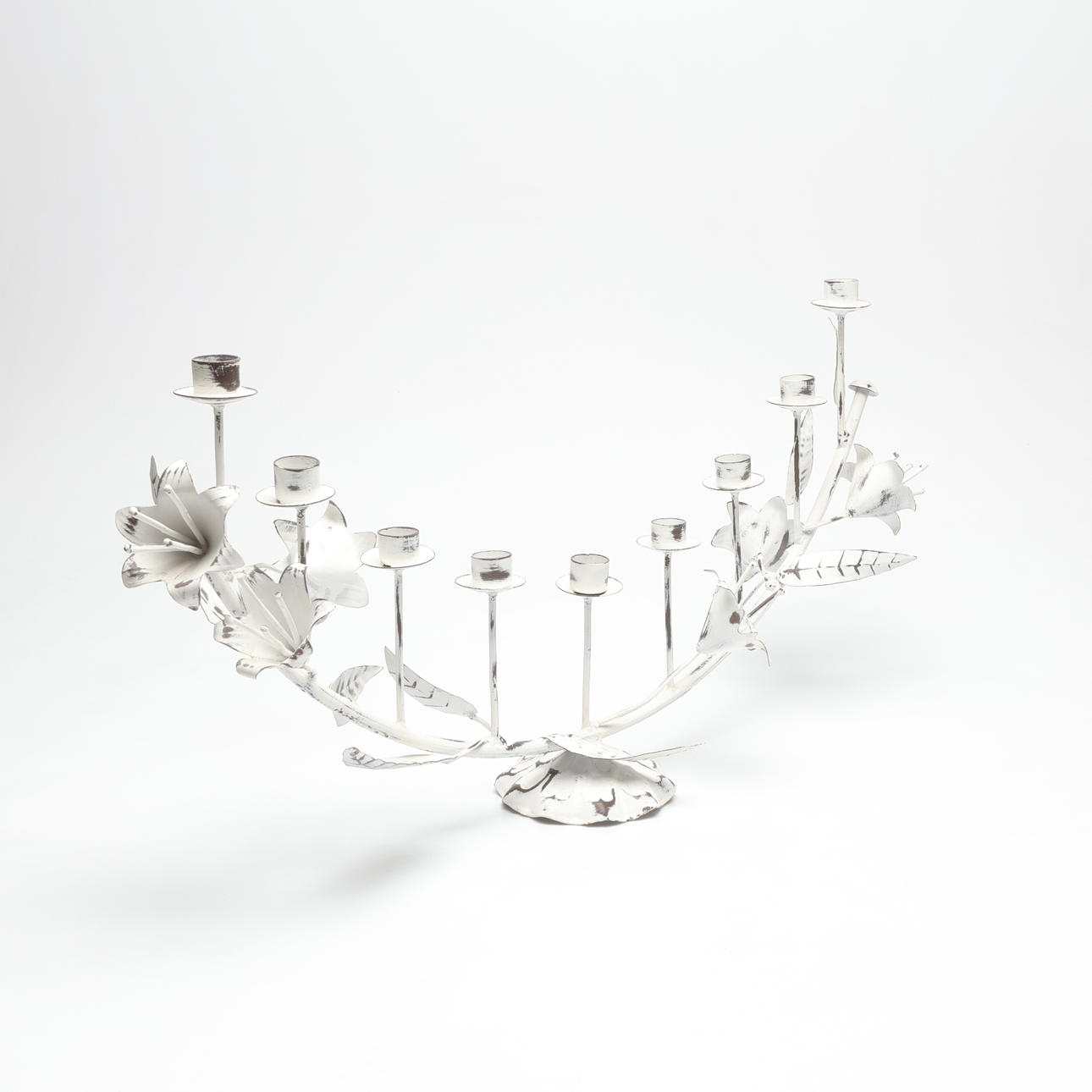 A contemporary painted metal candelabra.