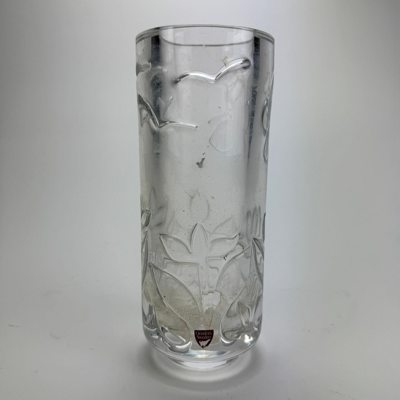 A glass vase, Orrefors, signed.