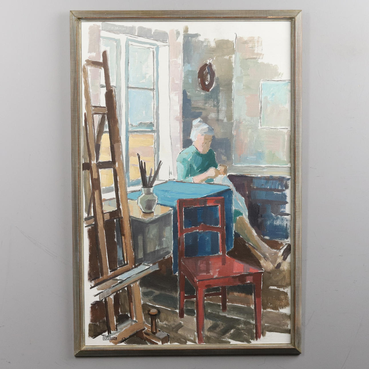 TORE LUNDBORG. OIL ON PANEL, “Ateljé”, signed & dated -67.