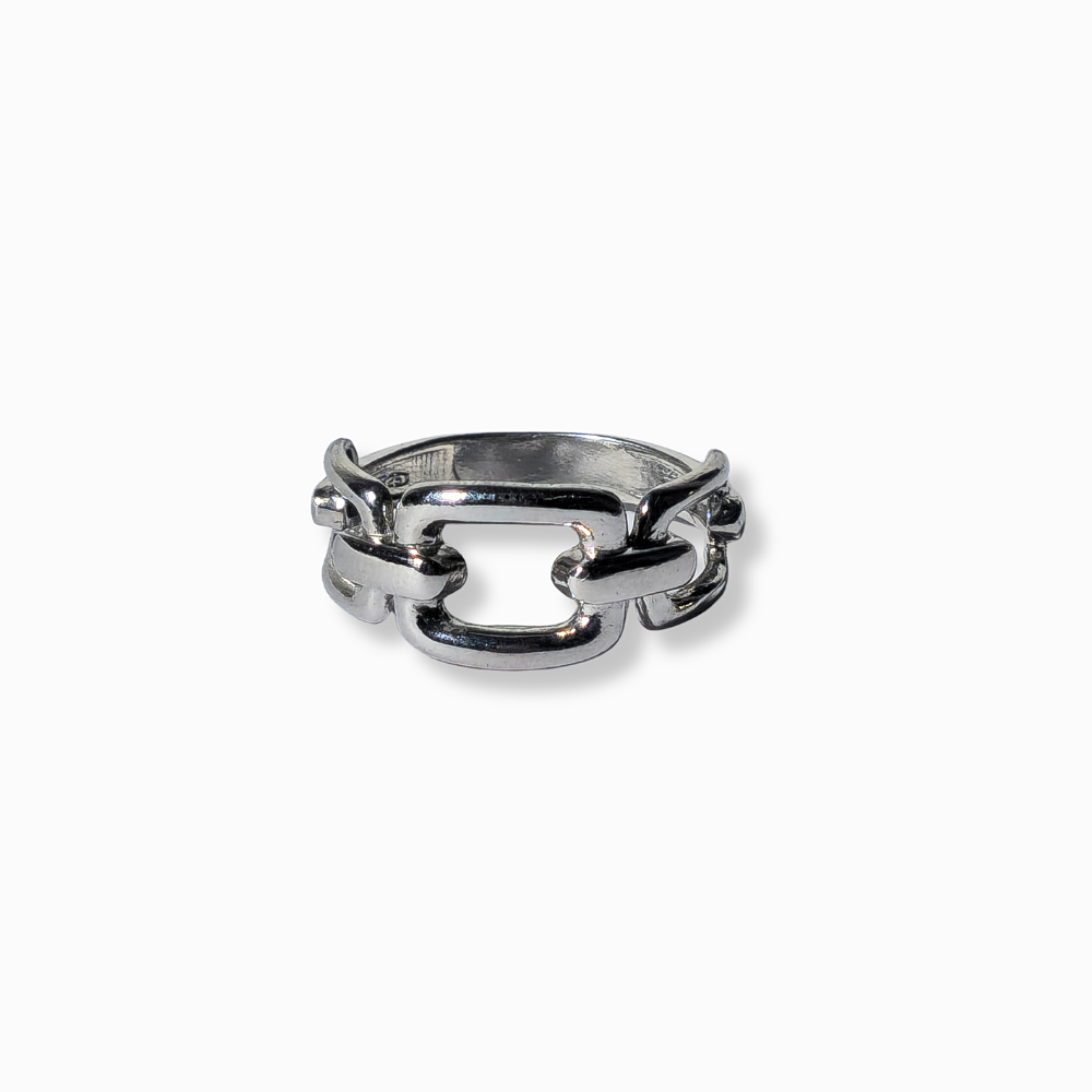 SILVER LINK RING.