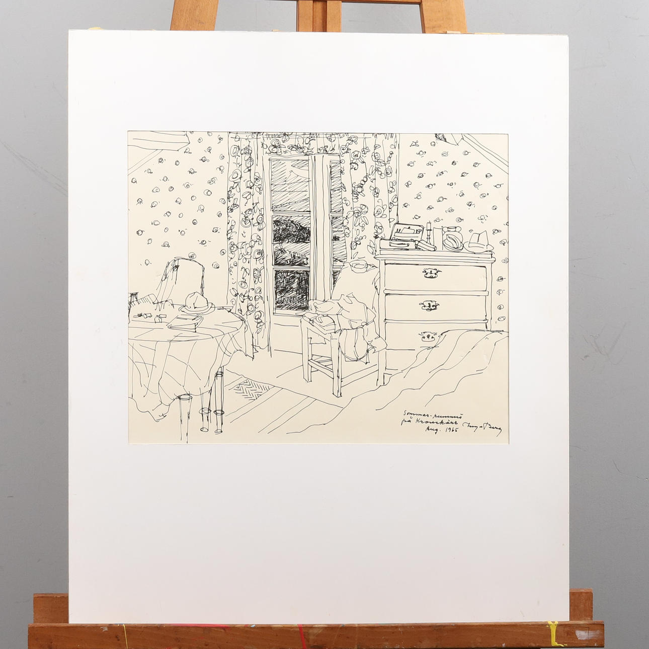 INGA BERG. Tusch, "Sommarrummet, Krossekärr", signerad och daterad -1965.