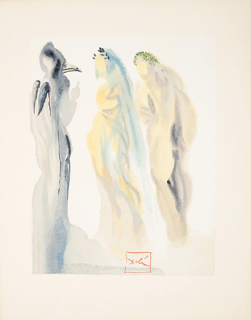 SALVADOR DALI. EFTER. ”Sång 9, Le Ciel de Venus/9. Låt, Venus Heaven ”, från La Divine Comédie/Den gudomliga komedin.