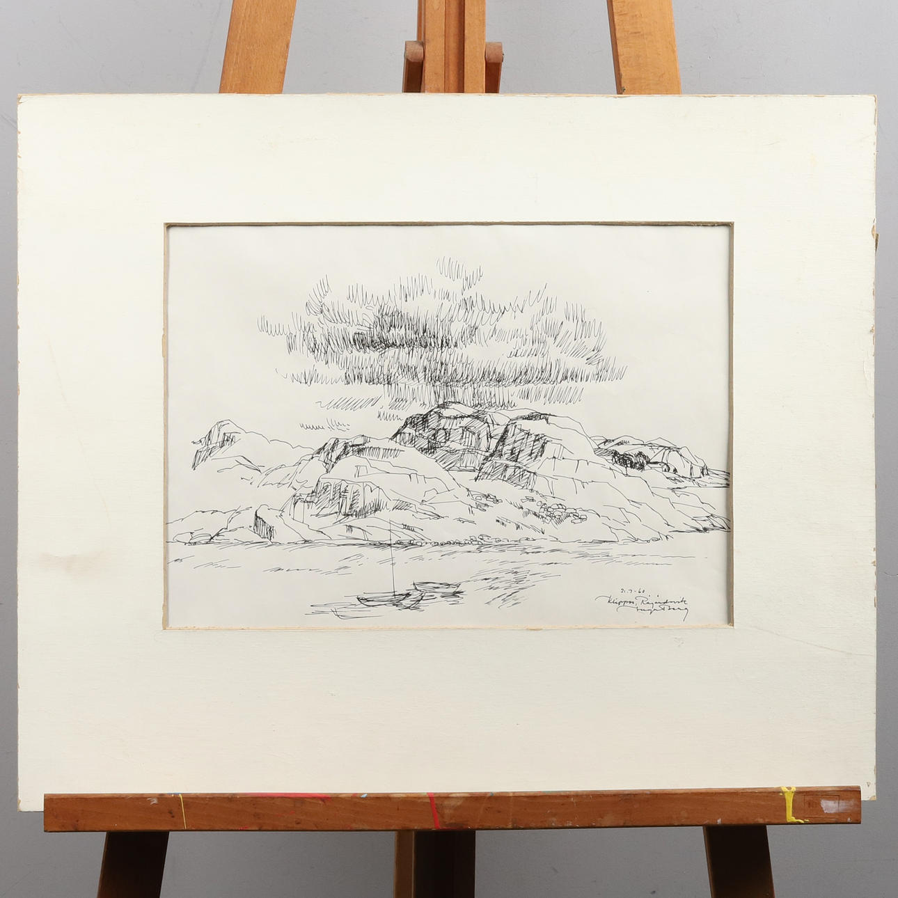 INGA BERG. Tusch, "Klippor, Rågårdsvik", signerad och daterad -1960.