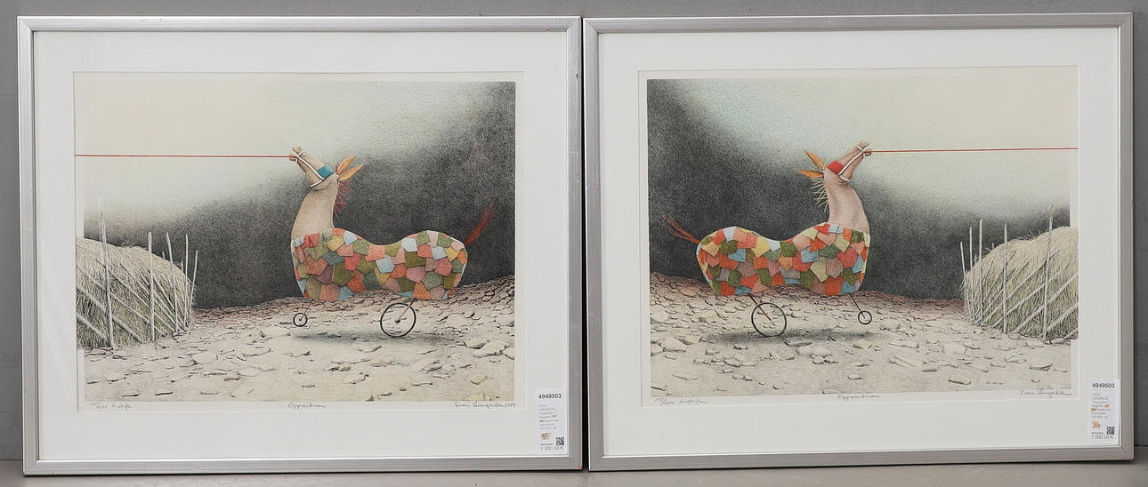 SVEN  LINGARDSZ. “Opposition”, lithographs, a pair, signed, numbered 185/200.