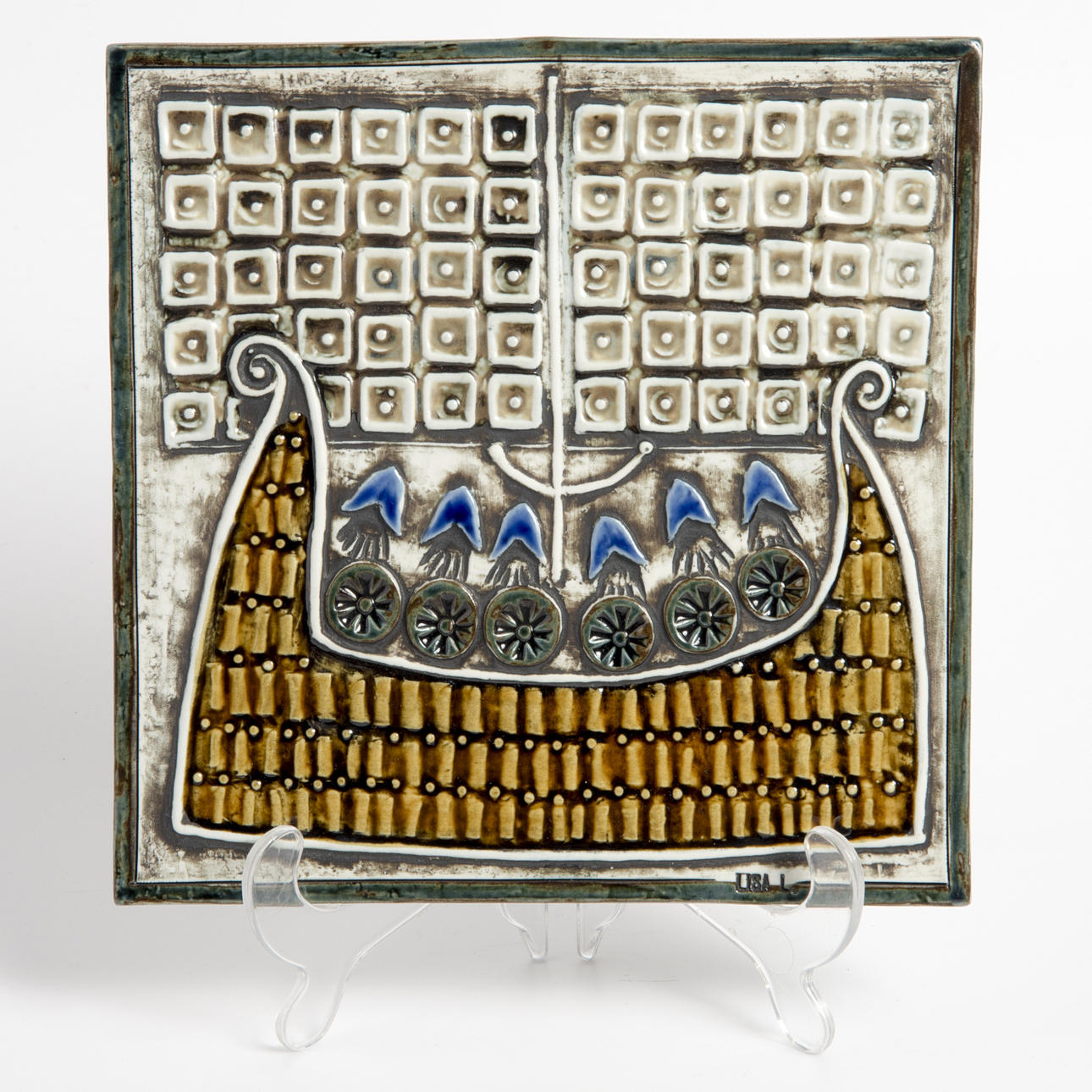 VÄGGPLATTA, "Skepp" ur serien Unik, Lisa Larson, Gustavsberg.