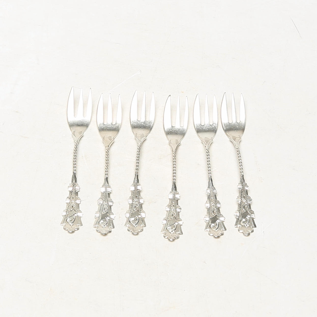 FORKS, 6 pcs, silver, in case.