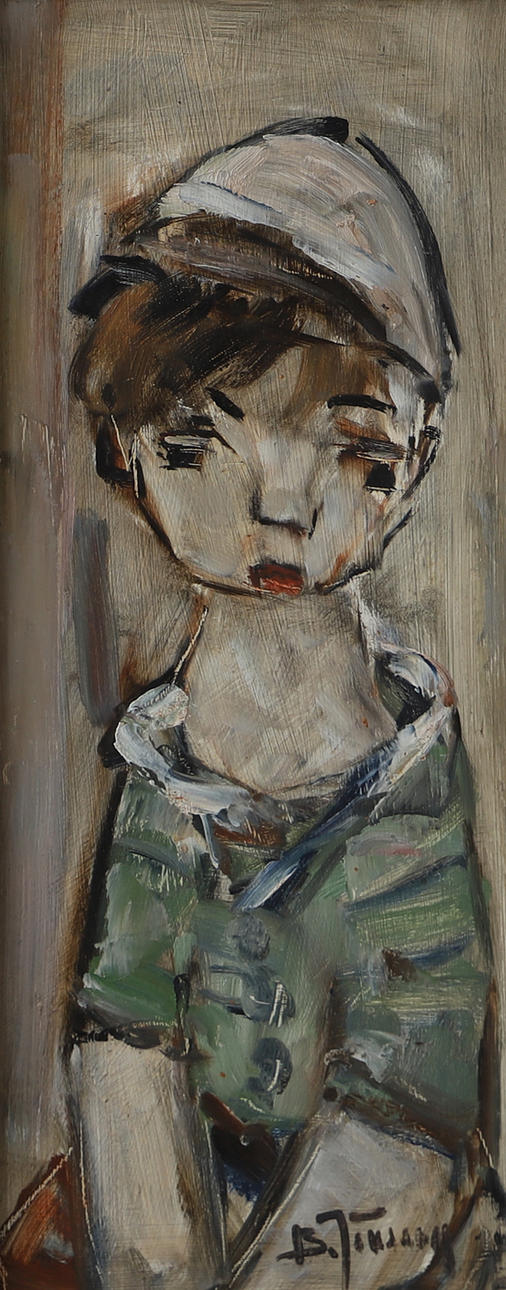 BROR JÖNSSON. Child portrait, oil on panel, signed.