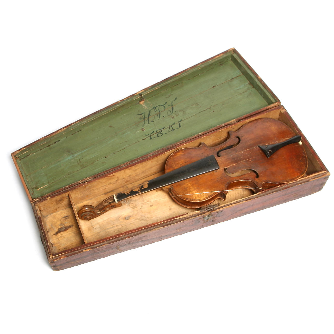 FIOLLÅDA med FIOL, allmoge, märkt H.P.S. 1845.