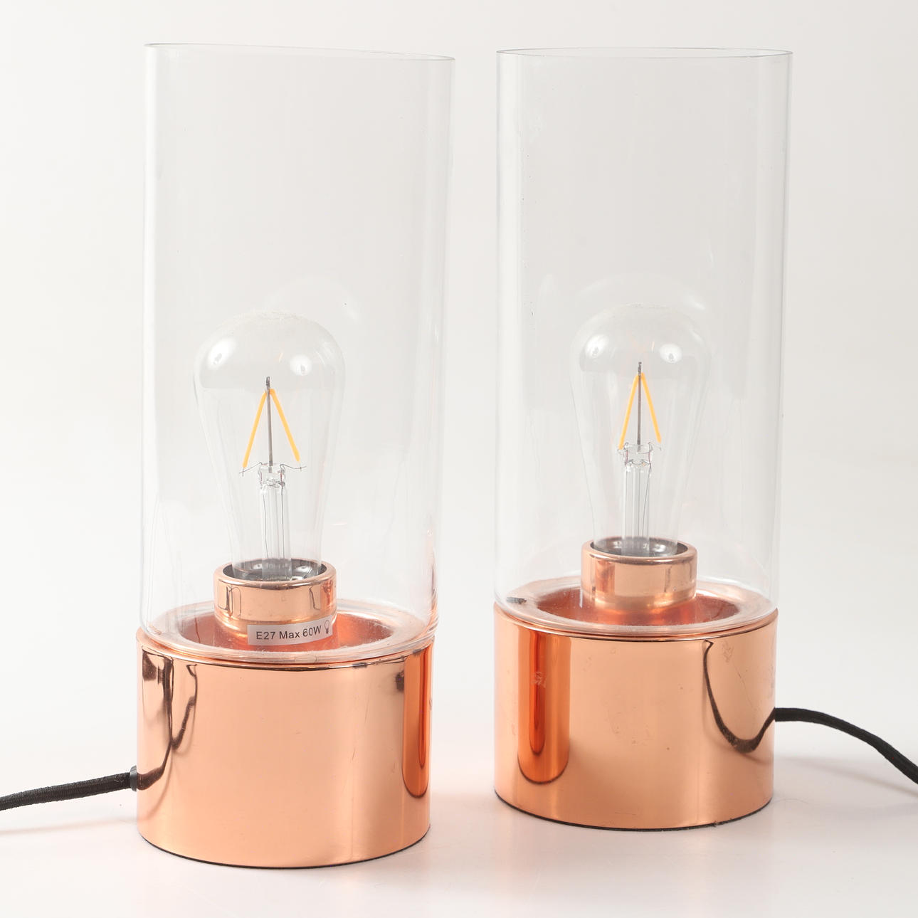 BORDSLAMPOR, 1 par, metall/glas, 2000-tal.