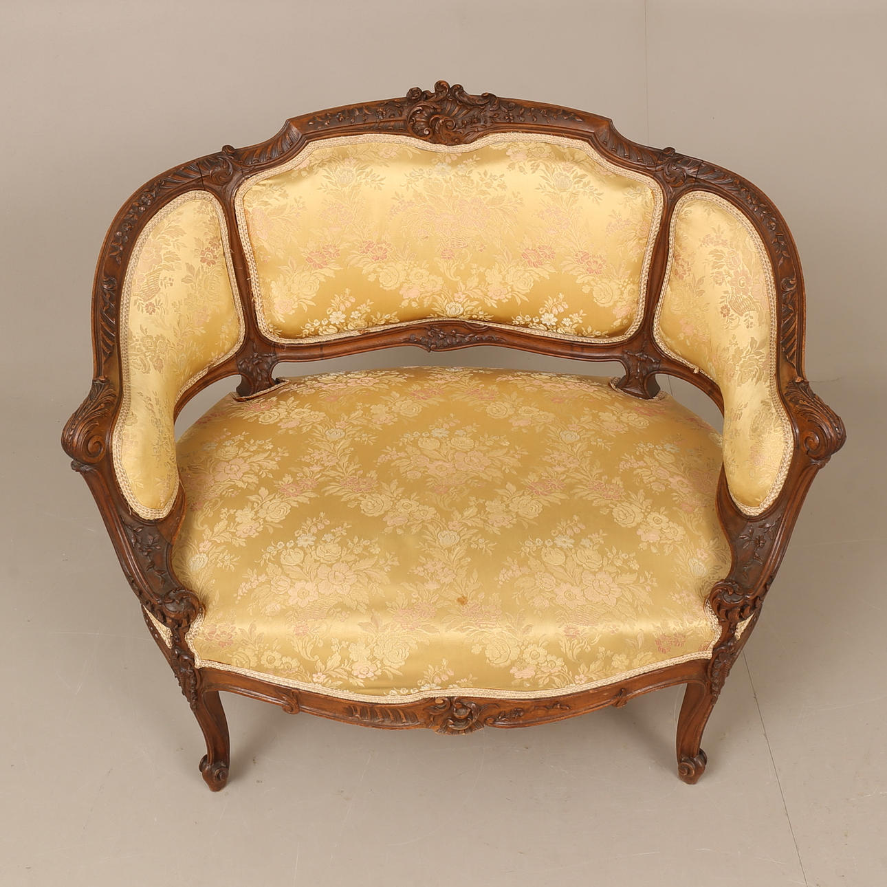 A walnut, Rococo style armchair/sofa, first half of the 20th century ...