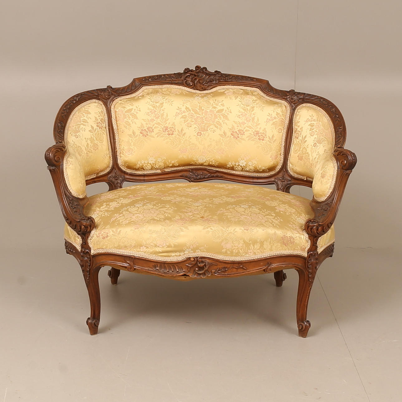 A walnut, Rococo style armchair/sofa, first half of the 20th century ...