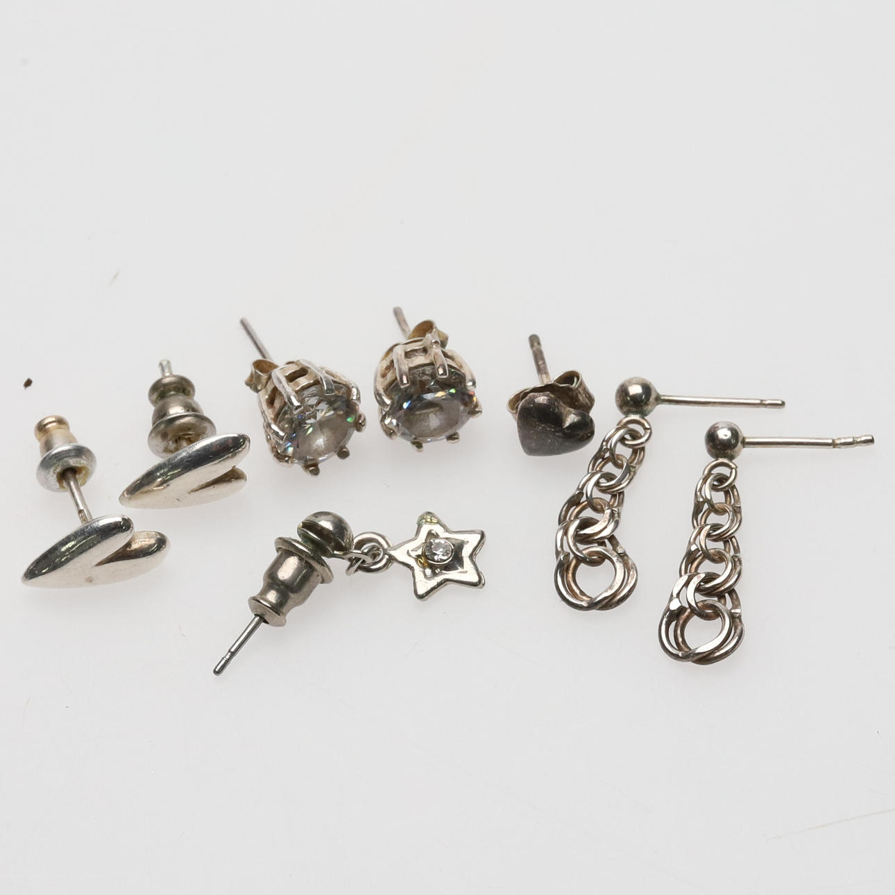 Earrings, 8 pcs, silver.