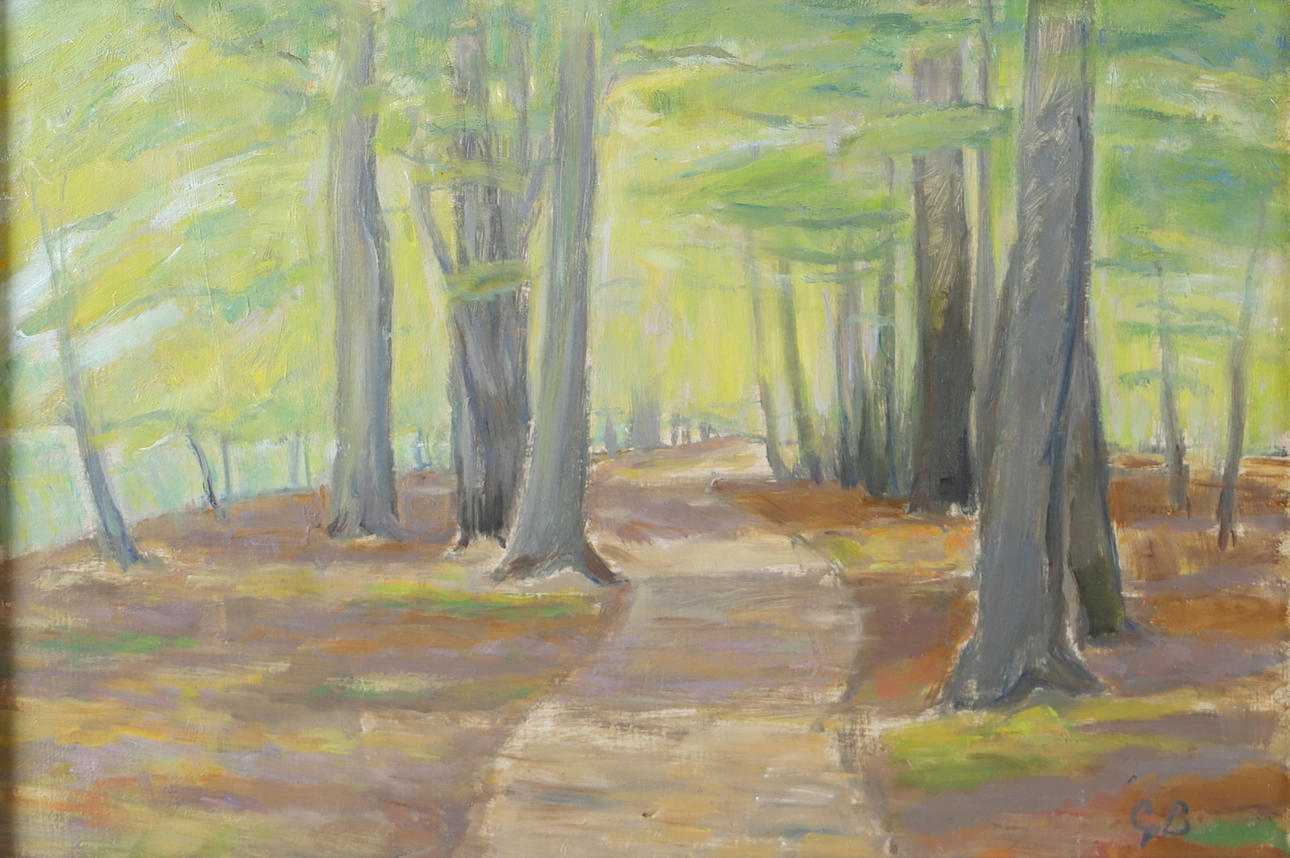 GUNNAR BERGQVIST. Attributed. Forest road, oil on panel, signed GB.