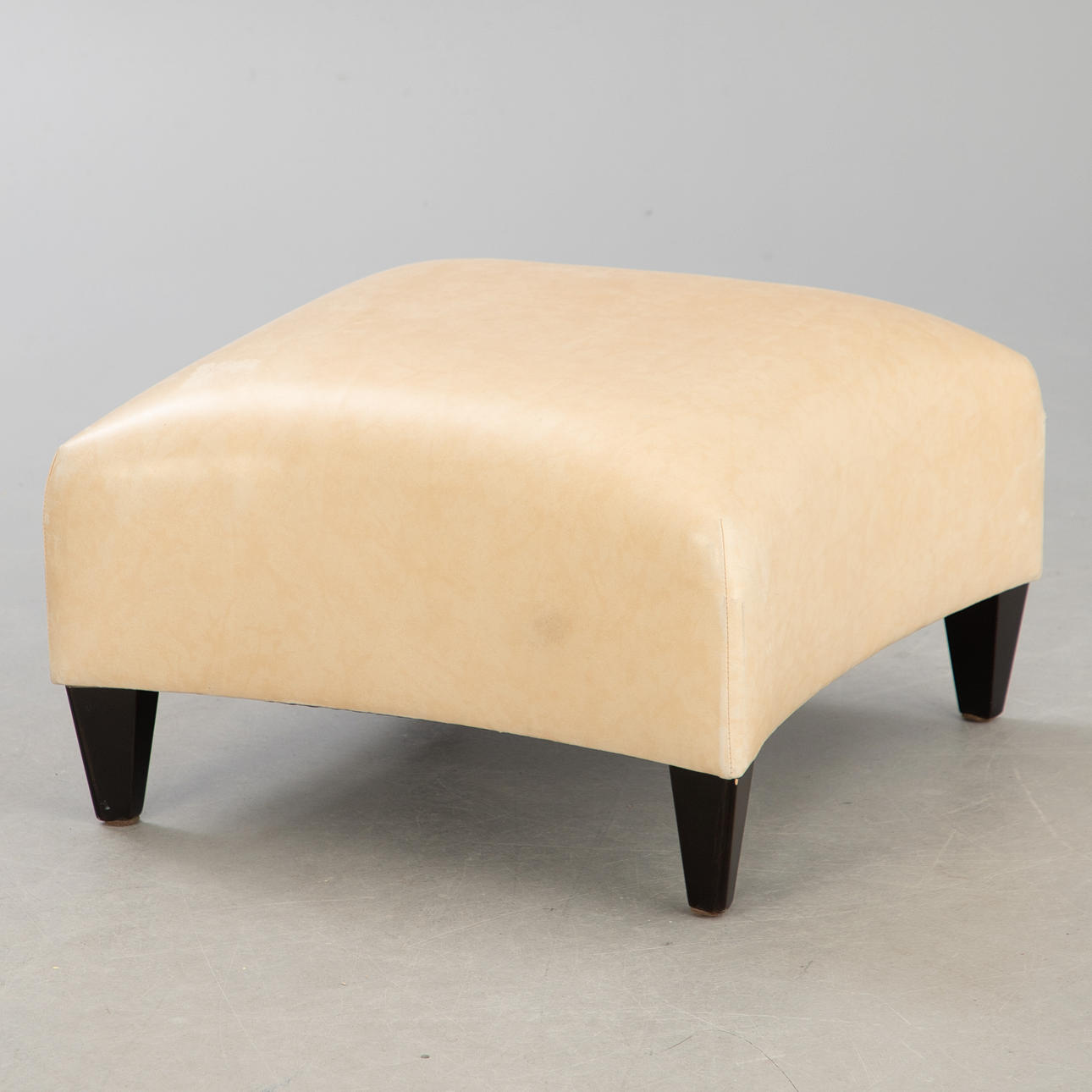 John Hutton, Donghia, ottoman/ footstool, leather.