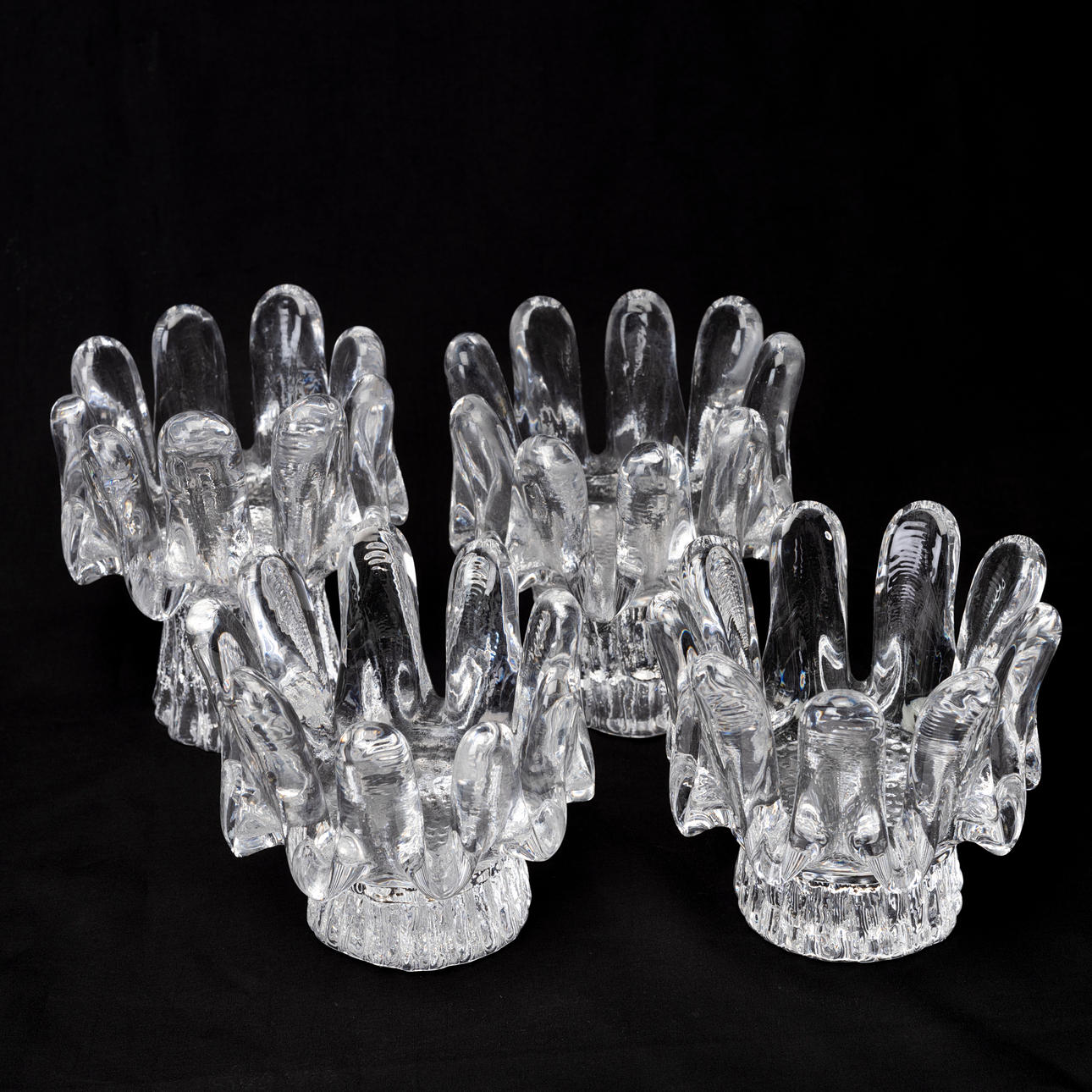 GÖRAN WÄRFF. Ljuslyktor, 4 st, "Sunflower", Kosta.