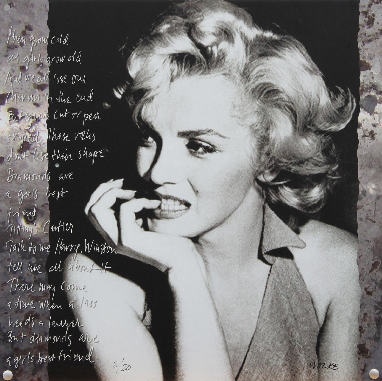 ANDERS WOLKE. METAL CHALKBOARD, numbered, signed.