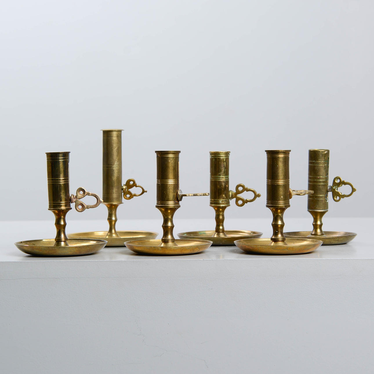 OFFICE CANDLESTICKS, 6 pcs, brass.