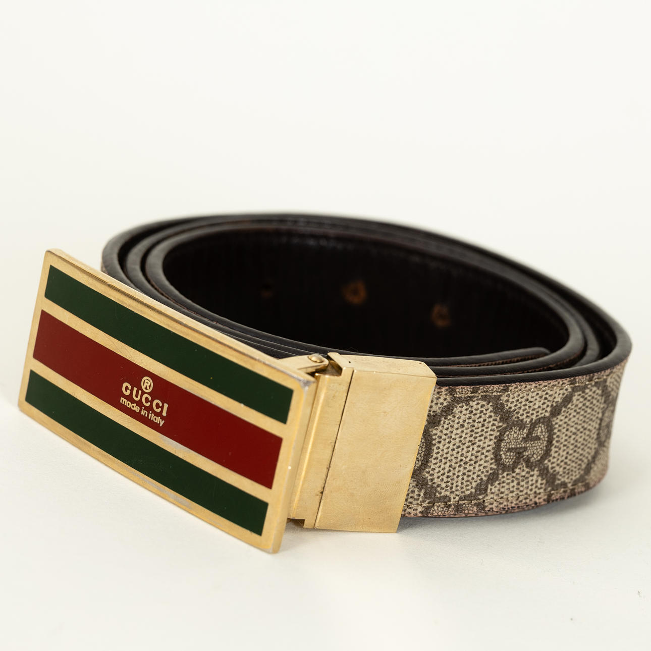 GUCCI. GG Monogram leather belt.