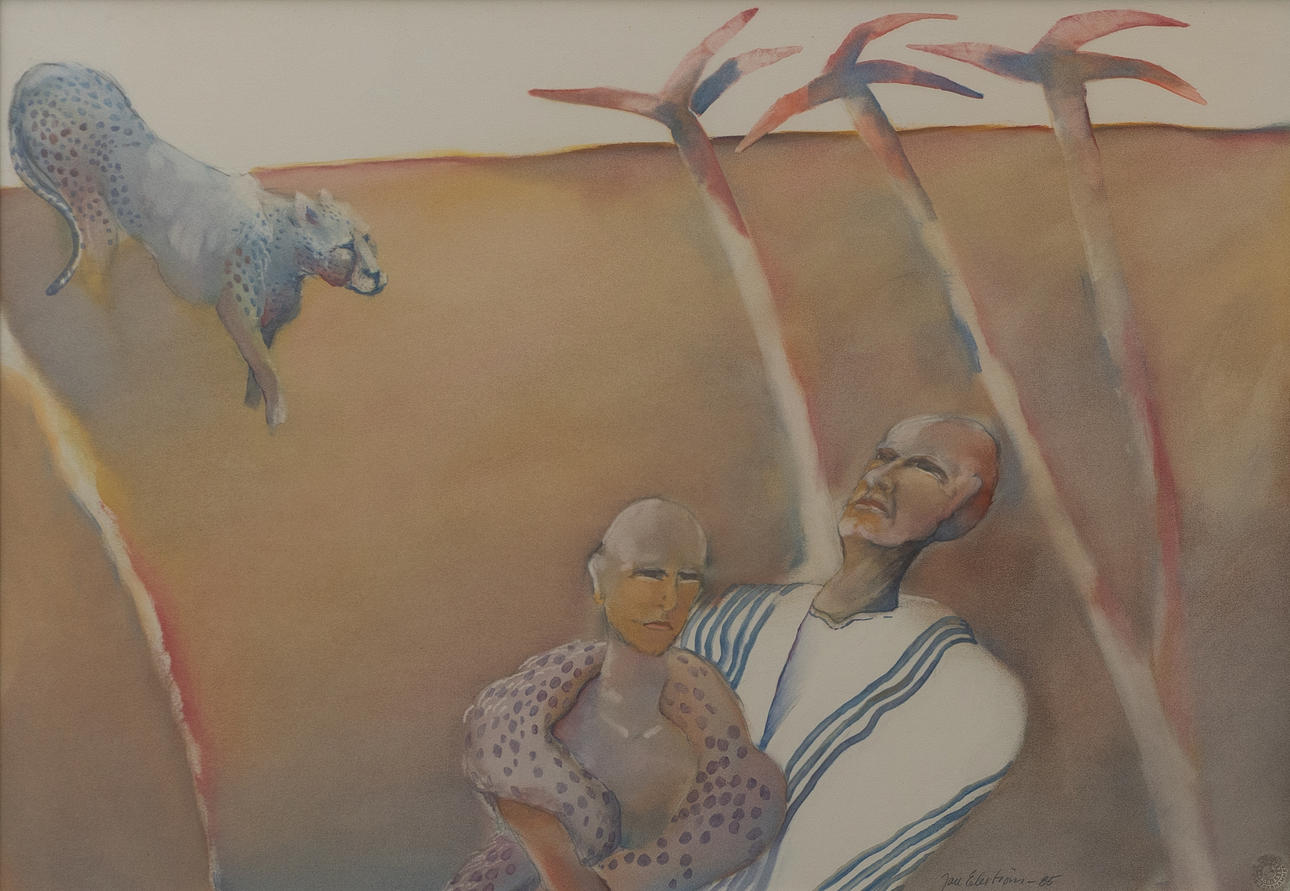 JAN EKSTRÖM. 'Blue cheetah', mixed media, signed.