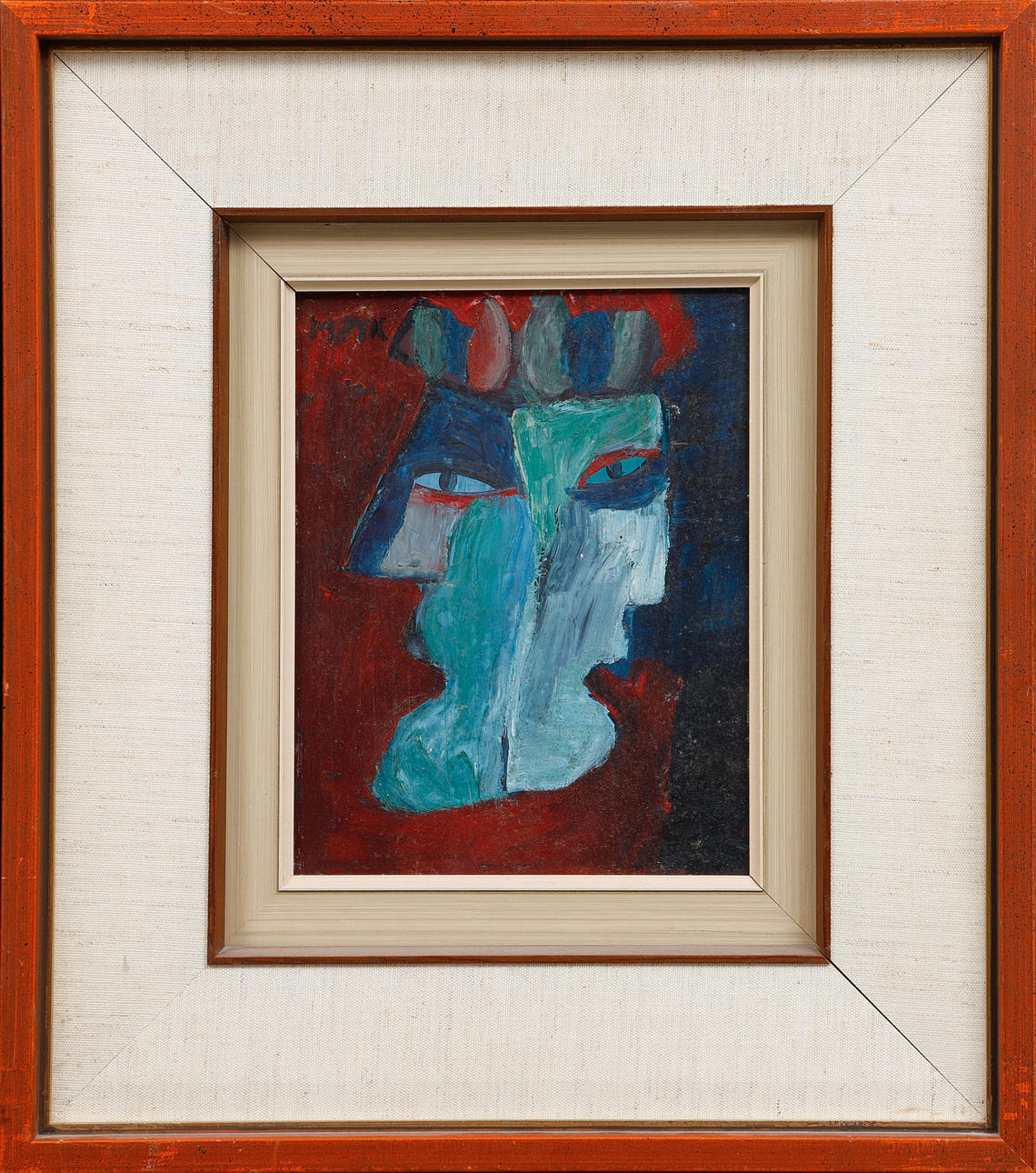 MADELEINE PYK. “Mask II”. Oil on panel, signed.
