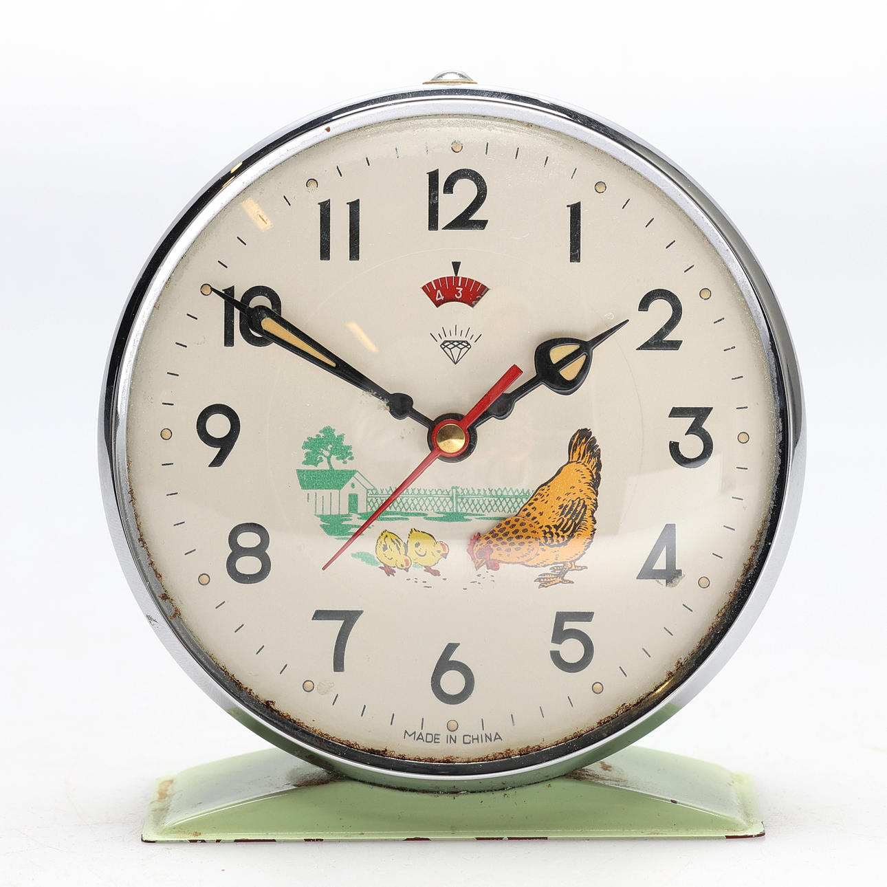 VÄCKARKLOCKA, metall/glas, Kina, 1900-tal.