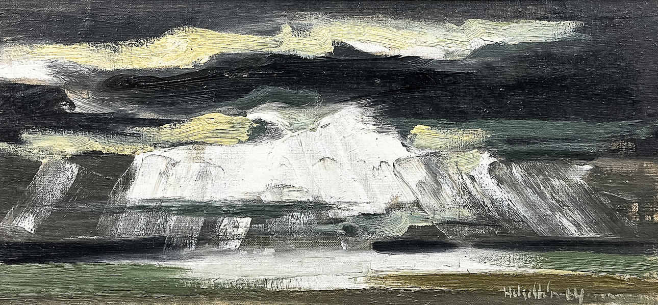 HELGE STÉN. OIL ON PANEL, Landscape motif, Signed and dated -64.