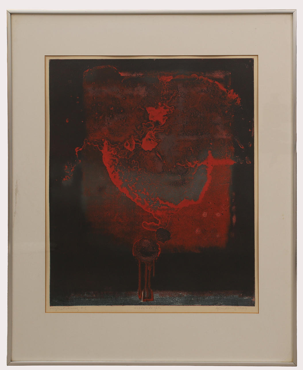 BERTIL  LUNDBERG. Färgetsning, "Glödande gåta", HC, signerad, daterad 1969.