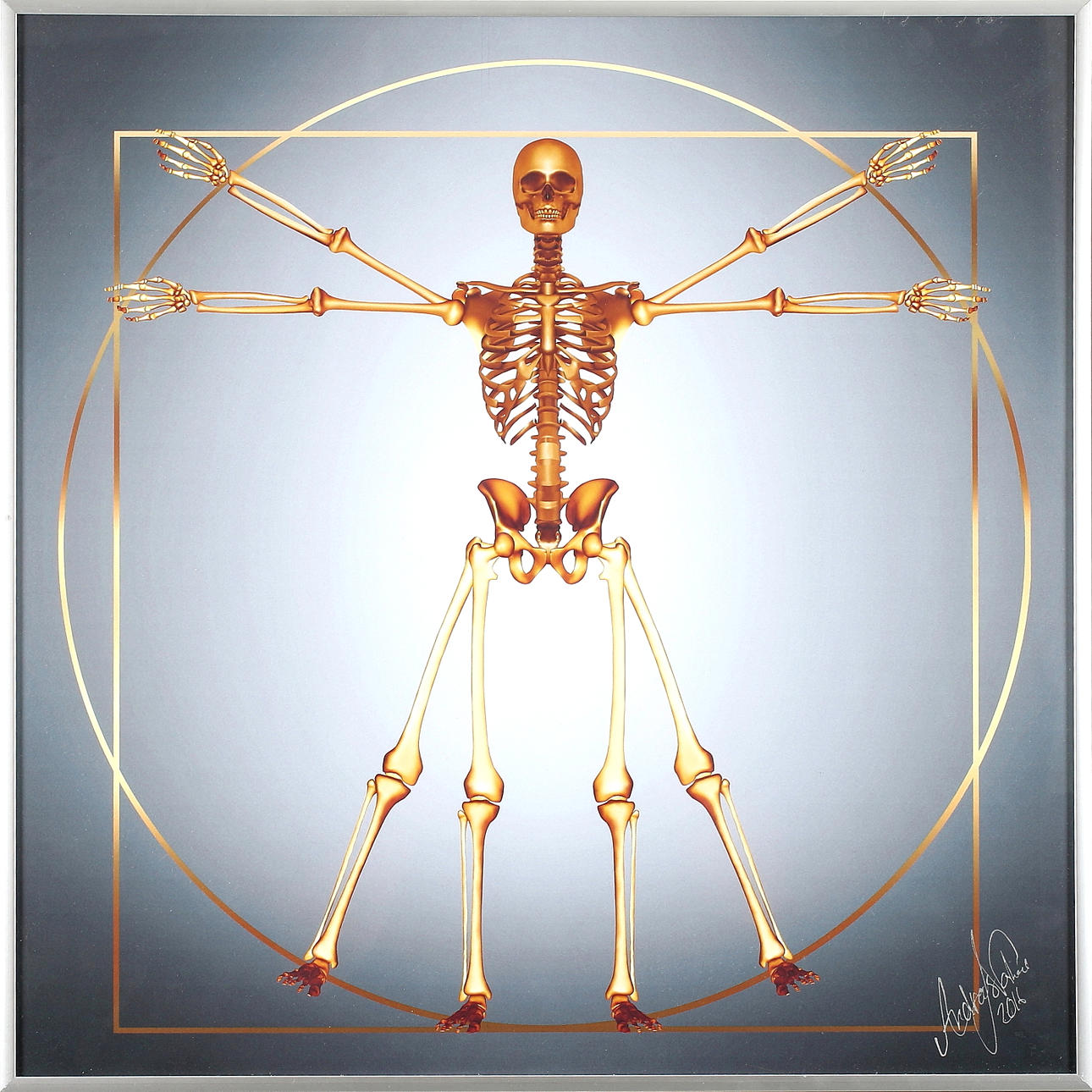 ANDREAS NORLÉN. "Ľuomo vitruviano", mixedmedia, signerad och daterad 2016.