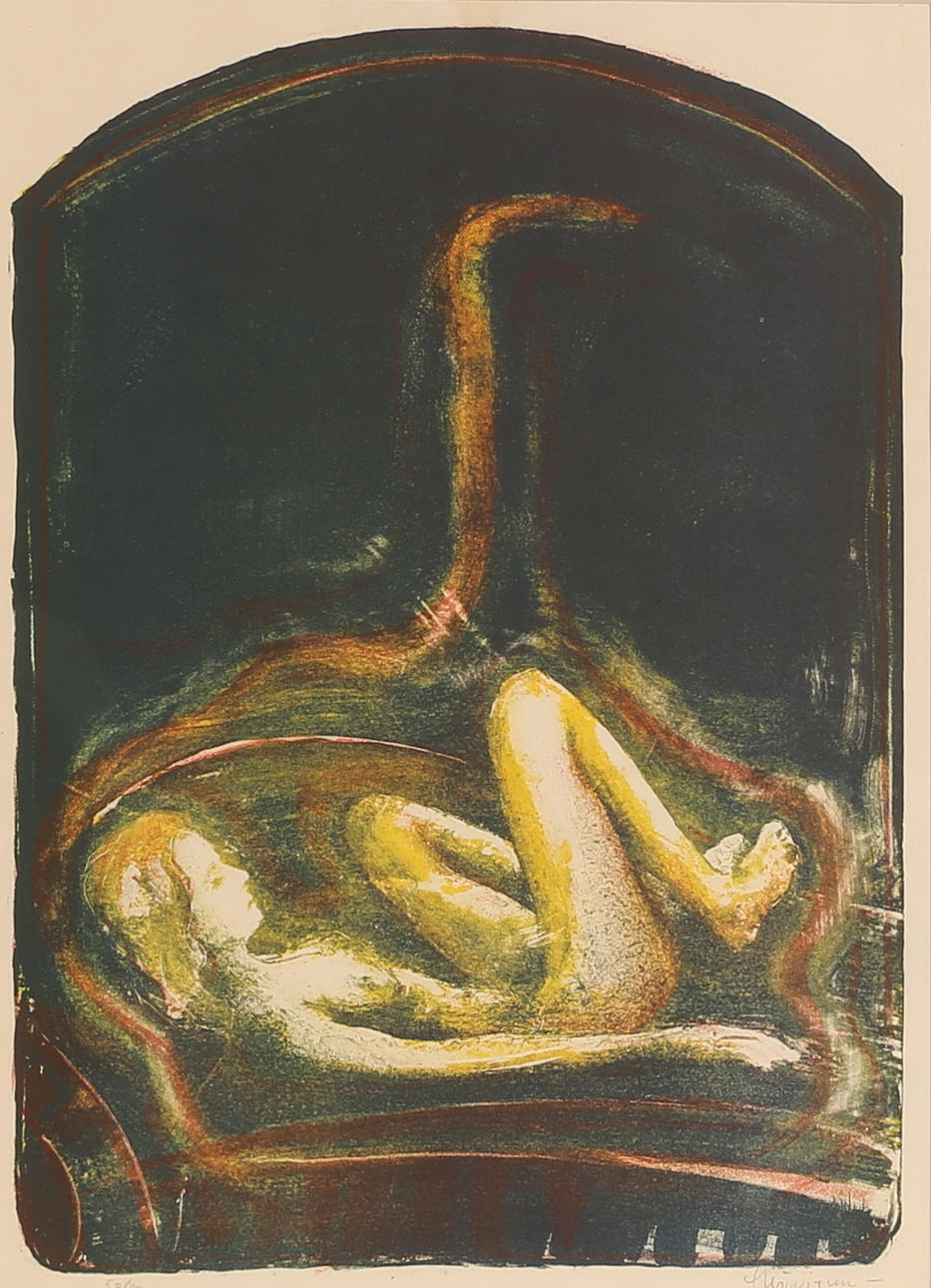 UNIDENTIFIED ARTIST, lithograph in colours, signed.