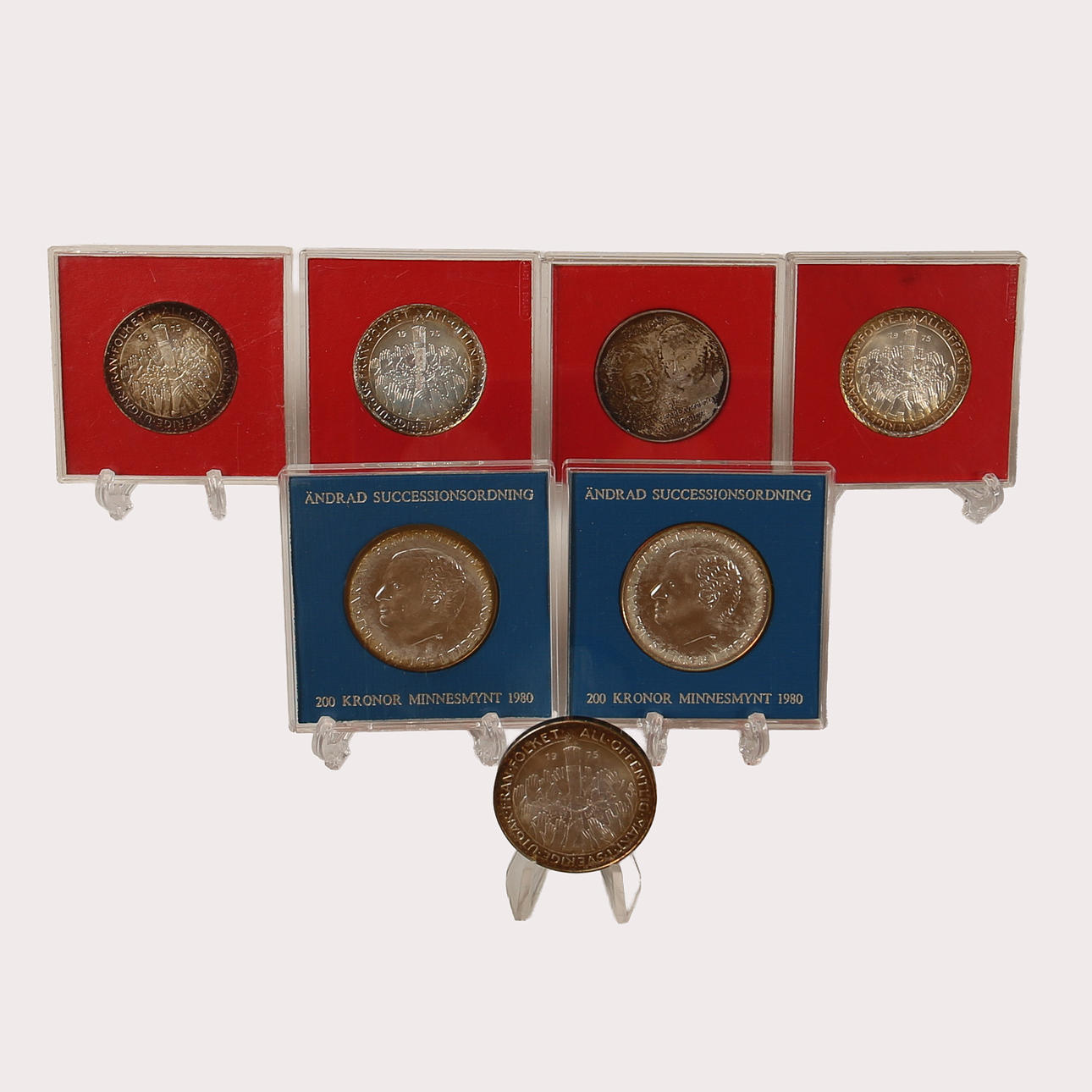 MINNESMYNT, silver, nominellt värde 650 kr, 7 stycken.