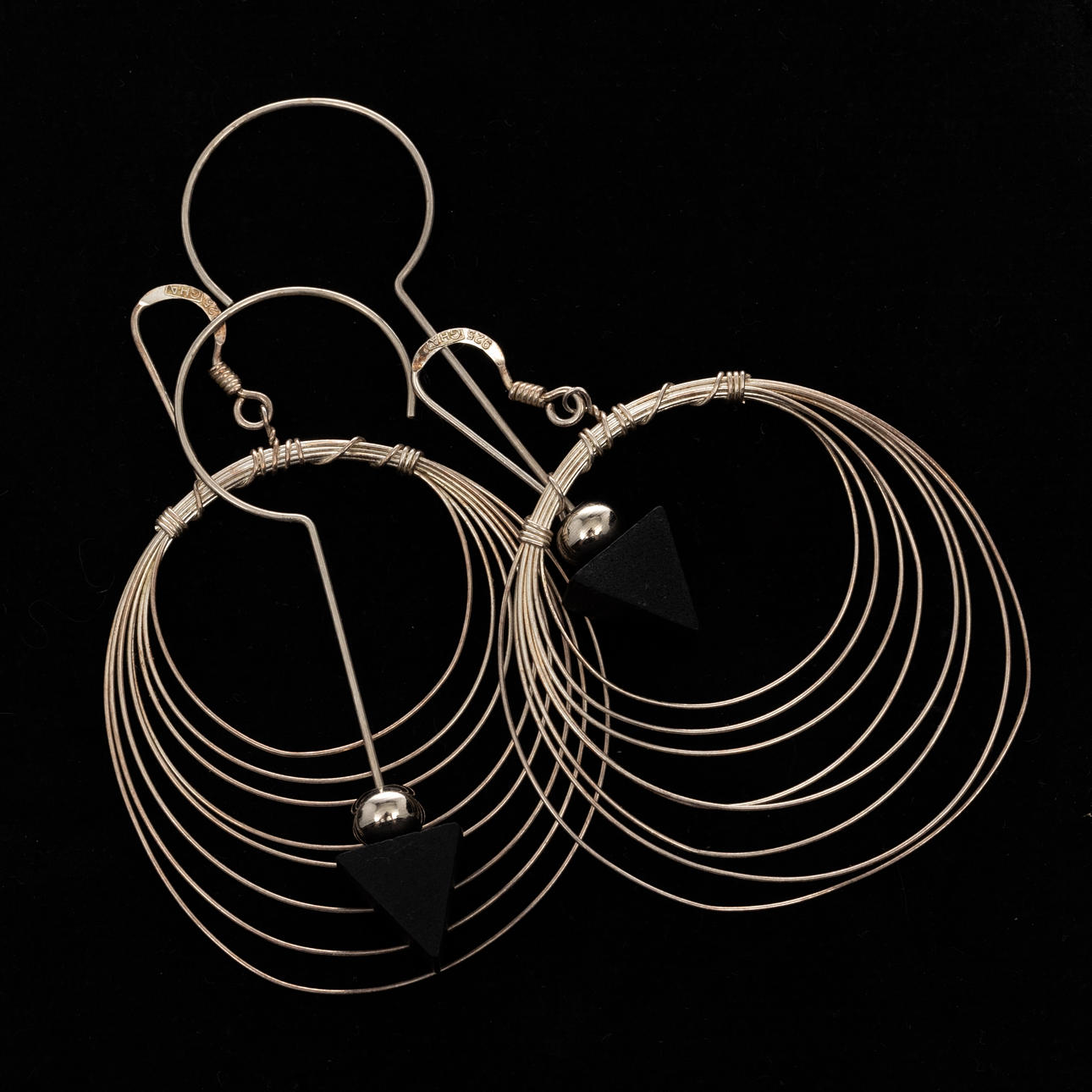 EARRINGS, 2 pairs, Silver.