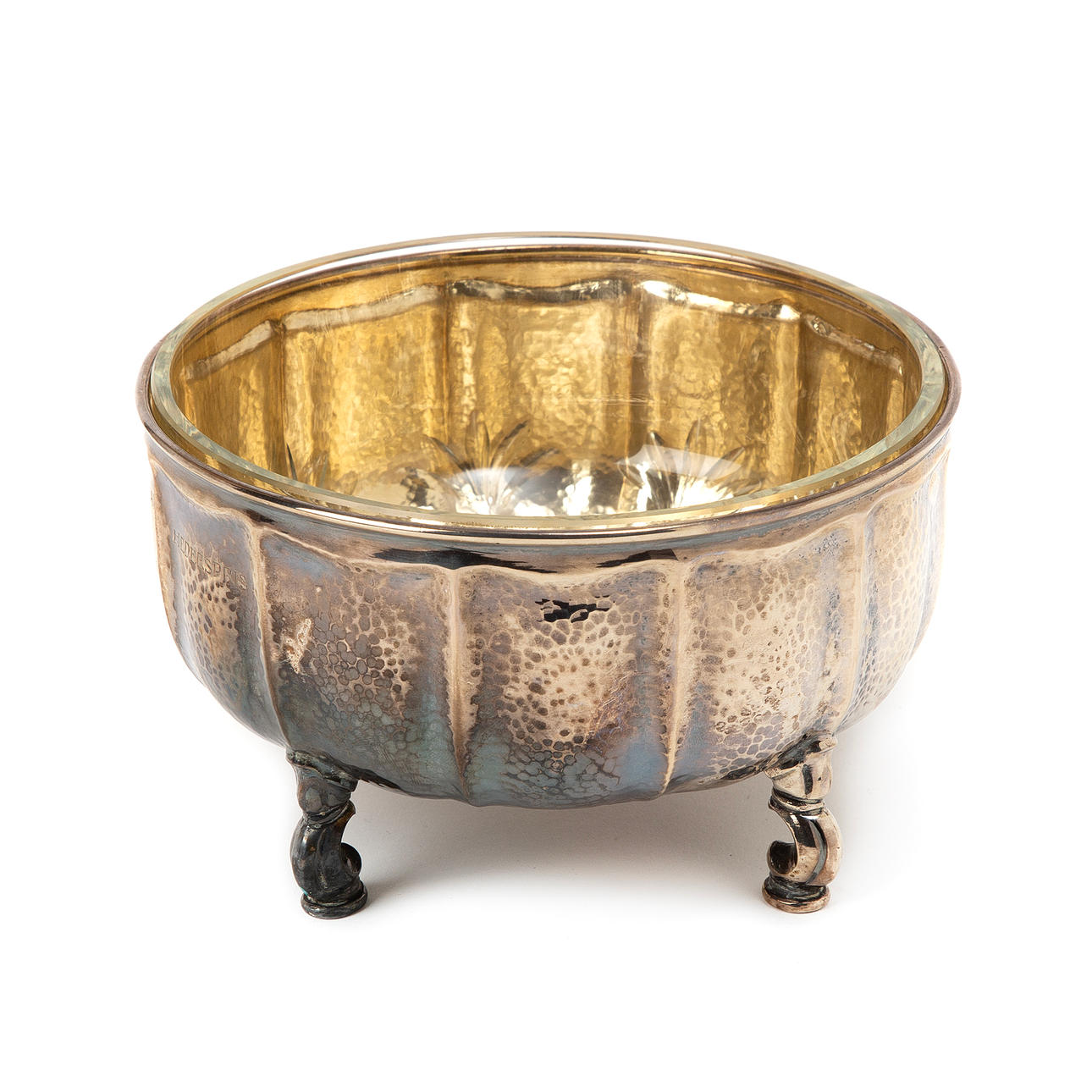 SKÅL. Silver och glas, importstämplad, 1928.