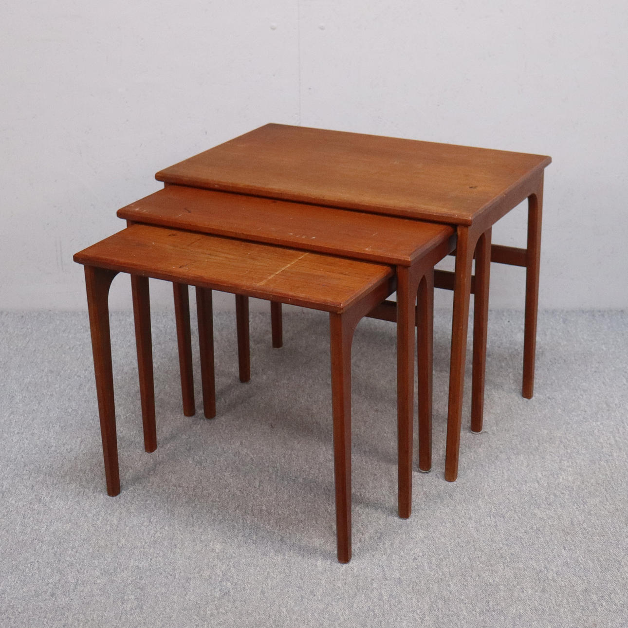 A set table, solid teak, three pieces, Denmark 1960s.