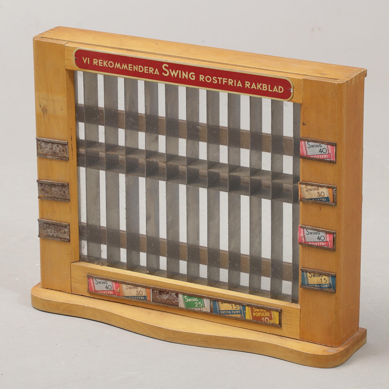 DISPLAY STAND for razor blades, Swing, 1940/50s.