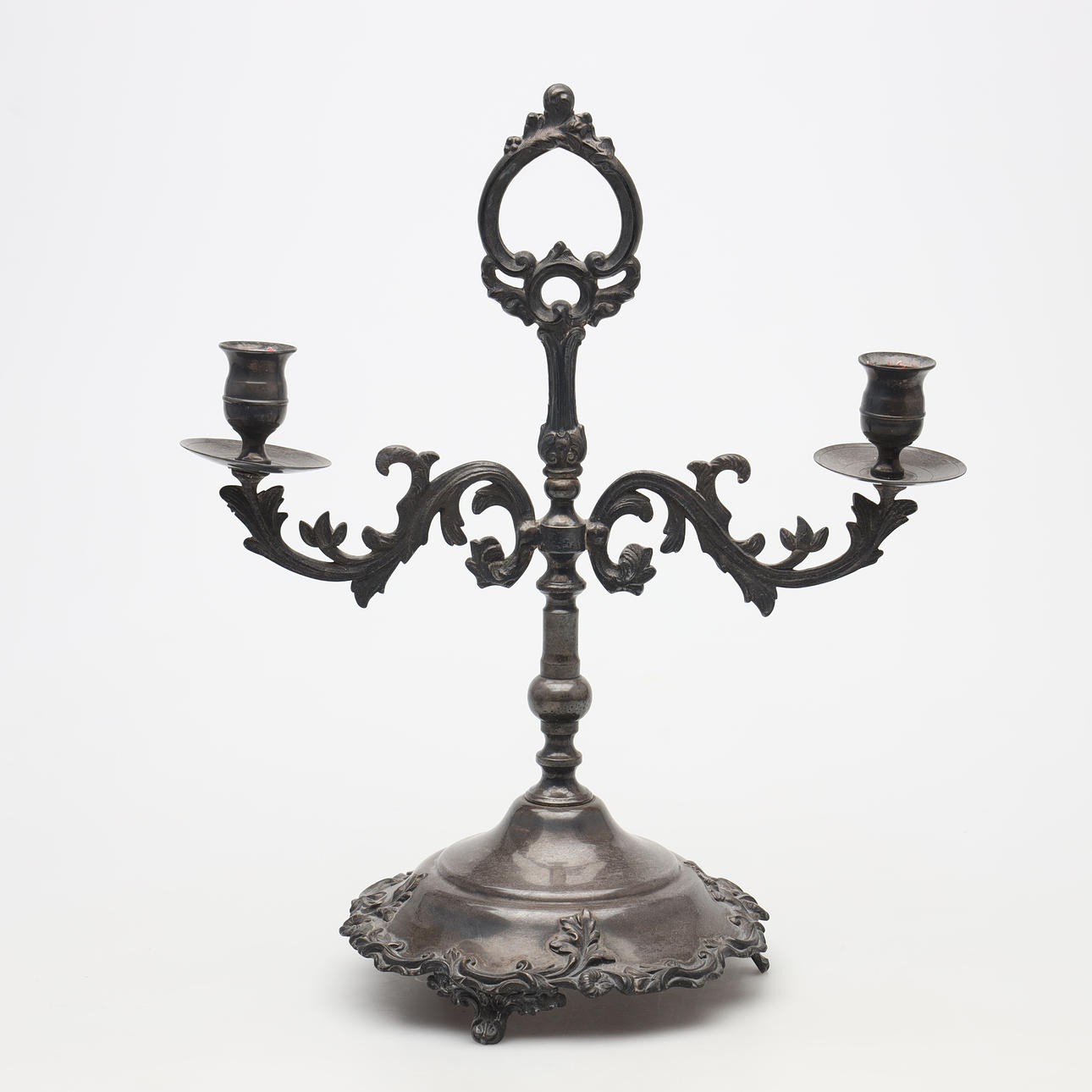 A metal candelabra.