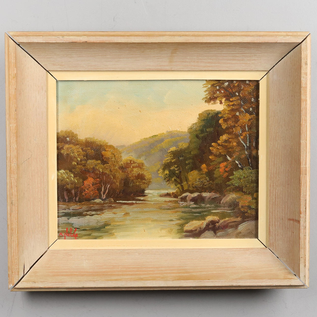 ALEXANDER NELKE. OIL ON PANEL, “Landscape view”, signed.
