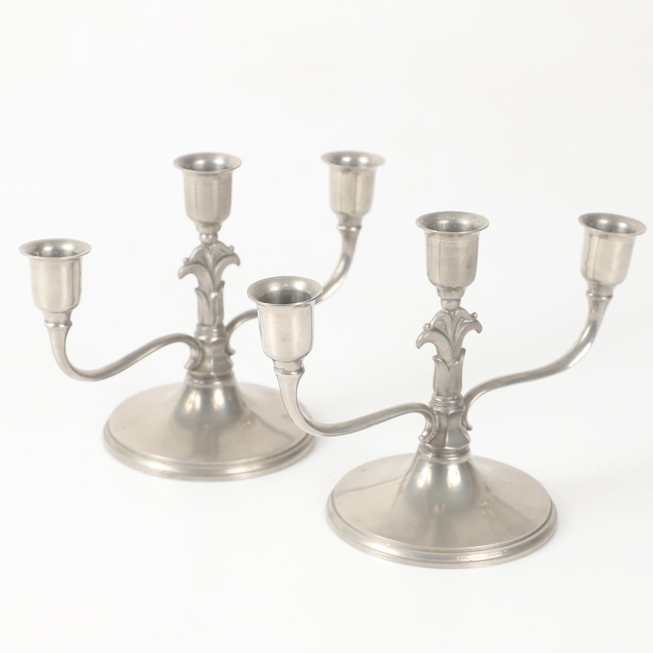 CANDLESTICKS, 1 pair, pewter, CHG.