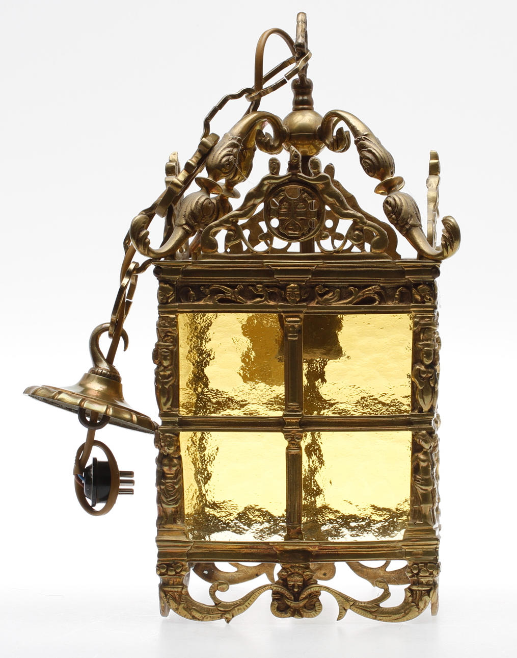 HALLAMPA. Mässing/glas. 1900 talets andra hälft.