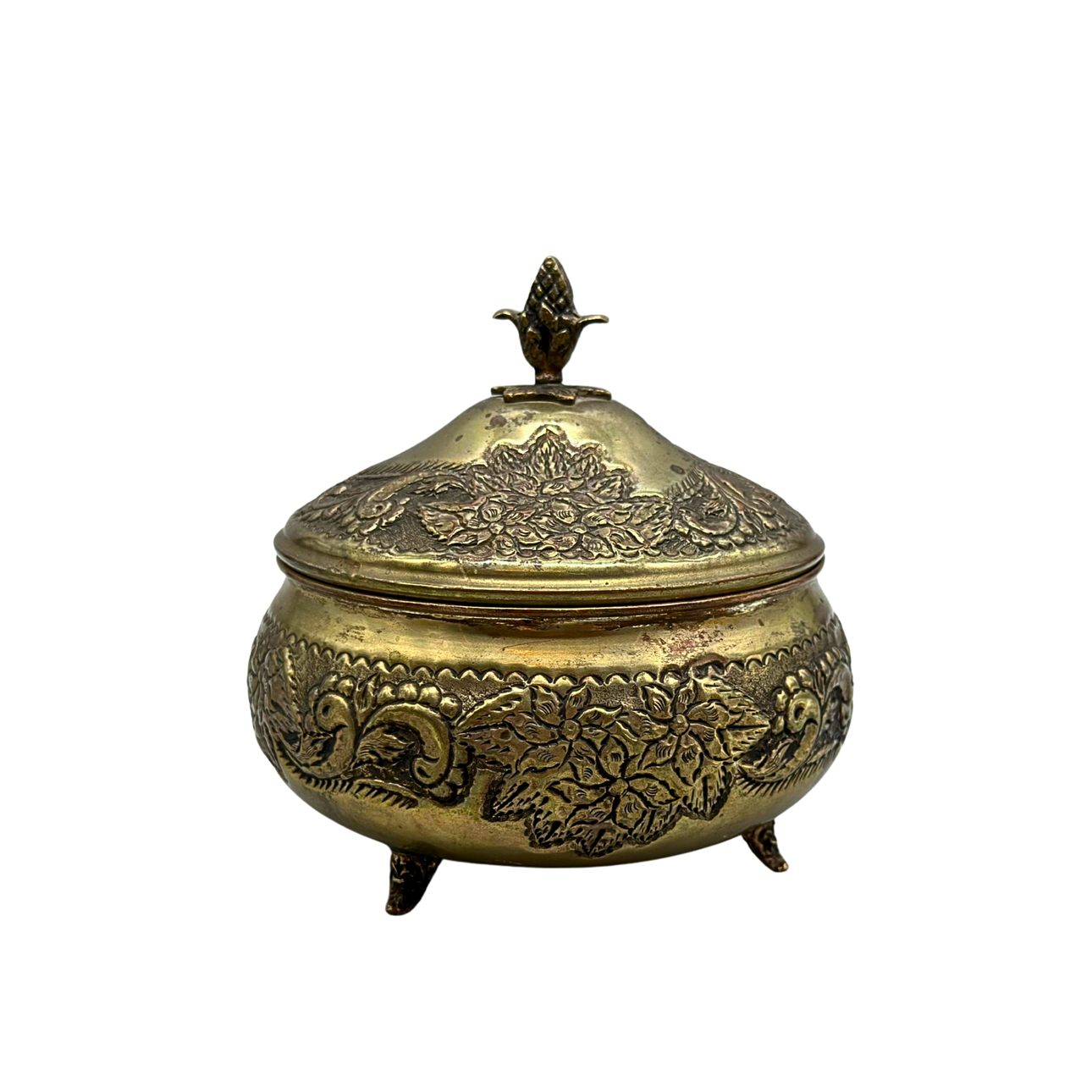 ART DECO BRASS LID BOX.