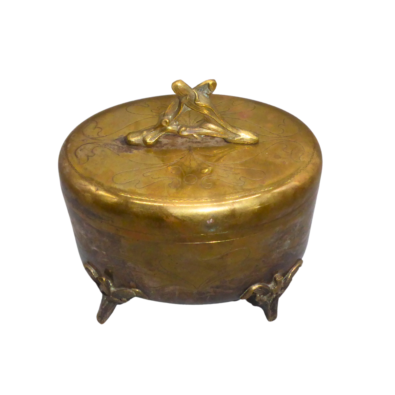 BRASS LID BOX, S. SULKOWSKI ENGRAVING.