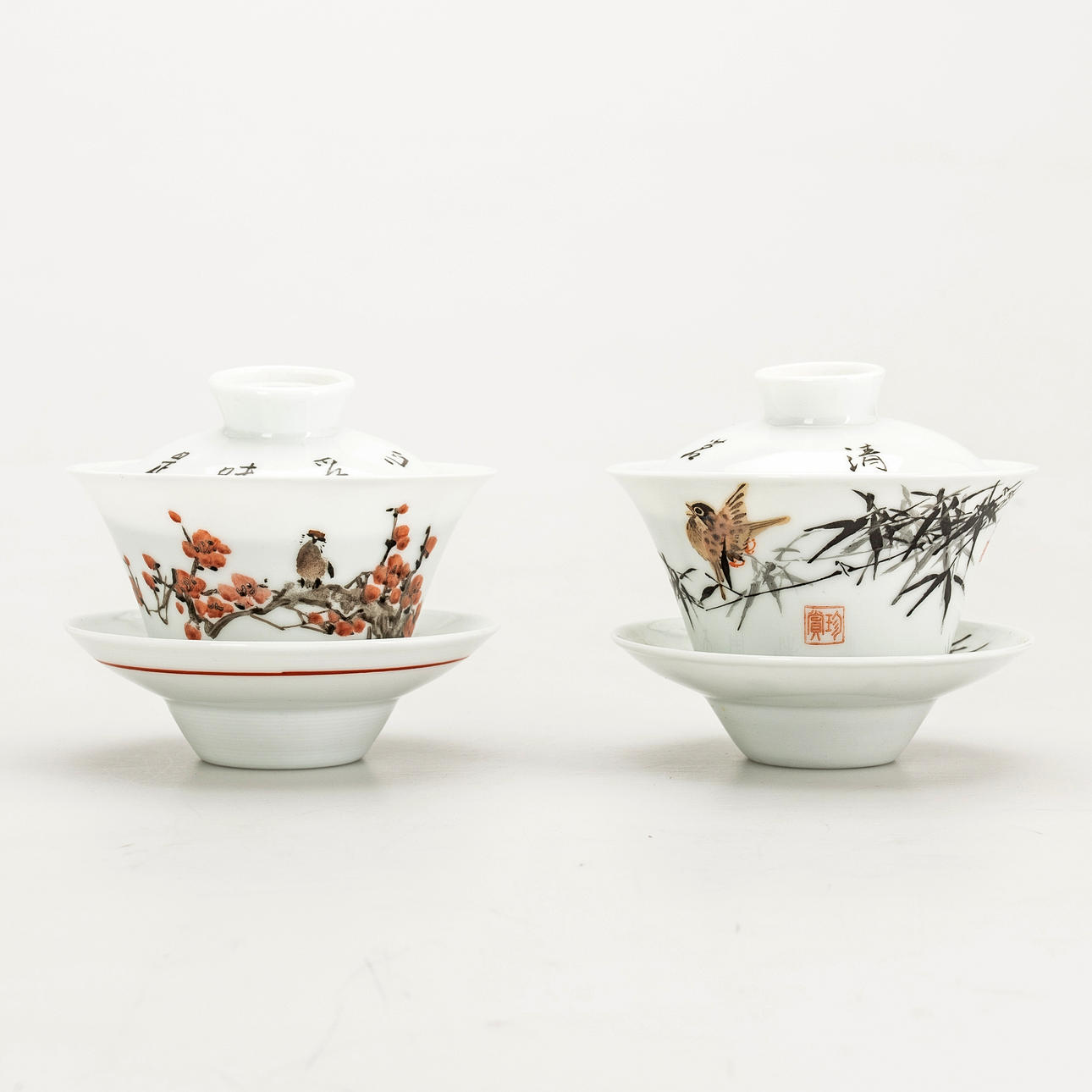 Two Chinese tea lid cups, Jiangxi, 2001 (2).