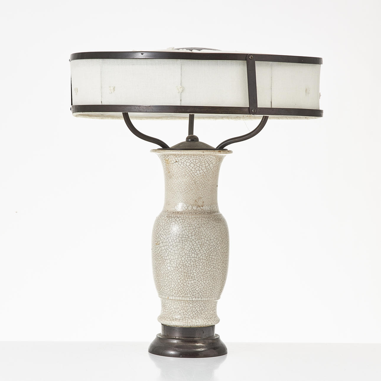 TABLE LAMP, ceramic with metal base, cracked glaze.