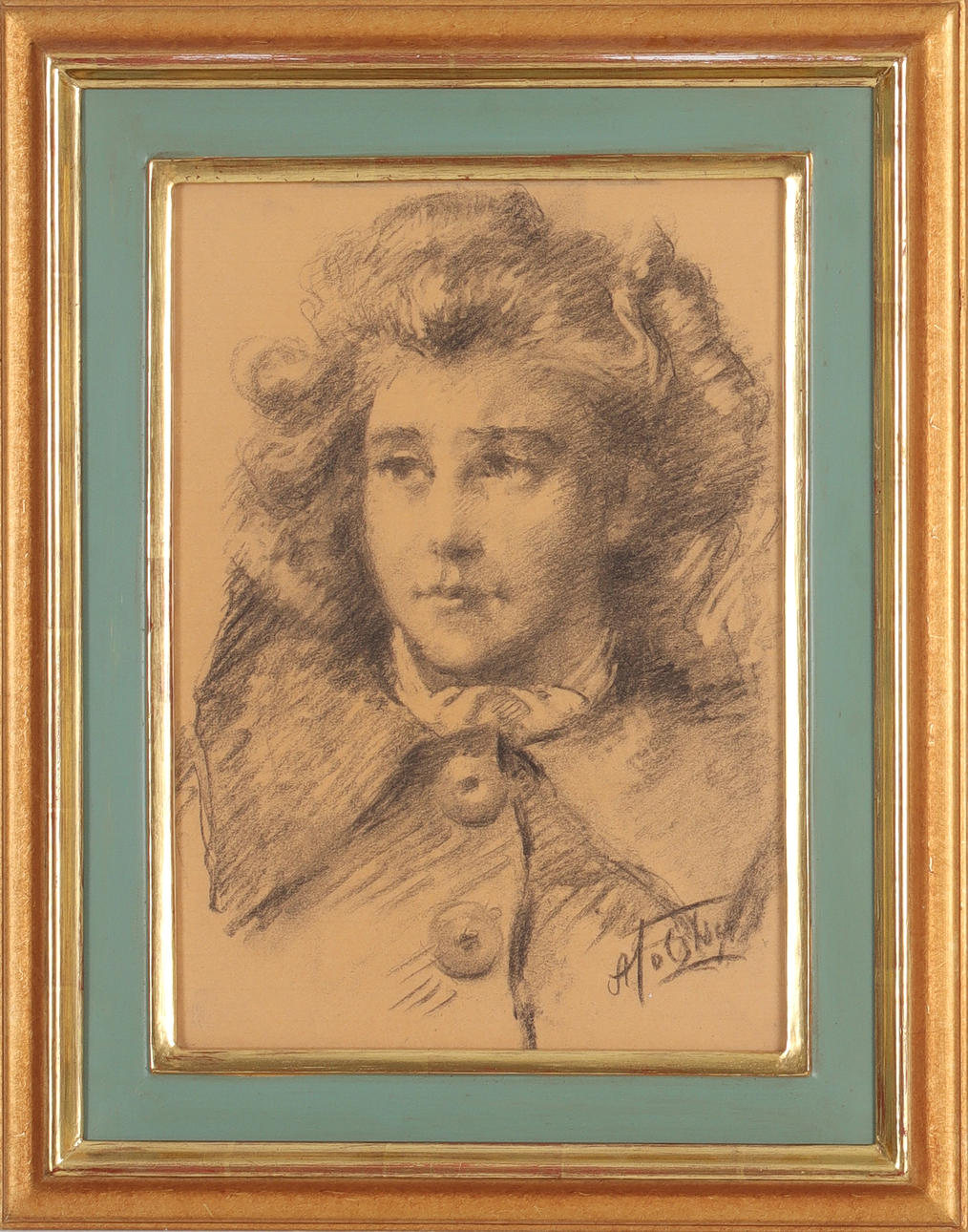 OIDENTIFIERAD KONSTNÄR. Portrait, pencil on paper, signed.